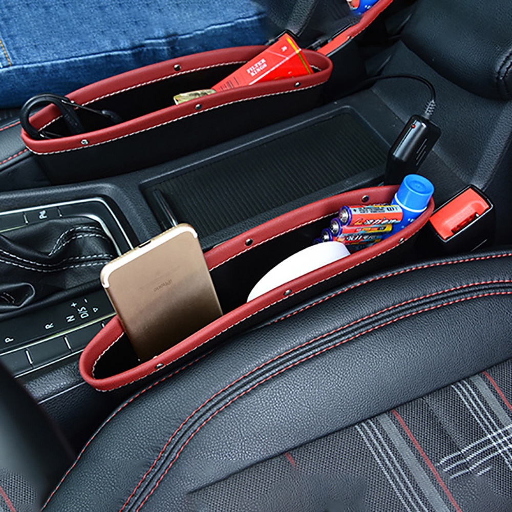 1 Pc Quality PU Leather Car Seat Side Pocket / Gap Slit Pocket Storage Organizer Car Seats Gap Bag Case Storage Bag Holder Car Accessories