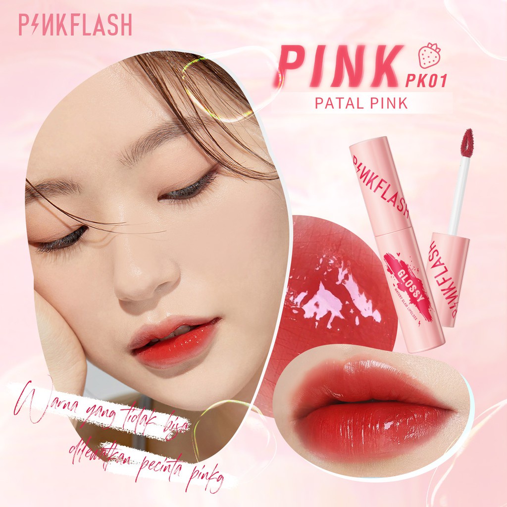 PINKFLASH Watery Glam Lip Gloss Super Glossy Shiny Lip Tint High Quality Moisturizing Non Sticky Long Lasting