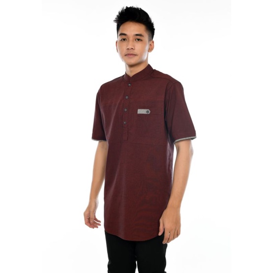 Baju Koko Kurta Dewasa Lengan Pendek Material Oxford Adem Lembut ParoList Maroon Ijo Botol Pink