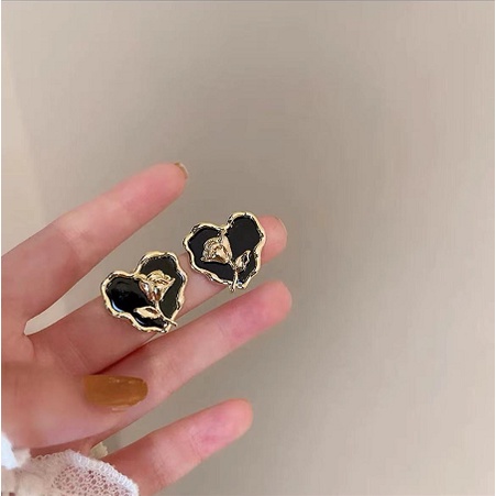 Anting Stud Hias Mutiara Hitam Gaya Vintage Korea Untuk Wanita