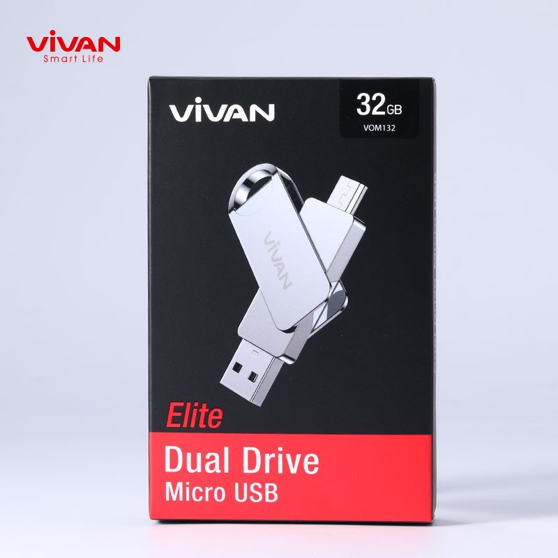 VIVAN VOM132 Flashdisk OTG 32GB Dual Interface Micro &amp; USB-A - Garansi Resmi 1 Tahun