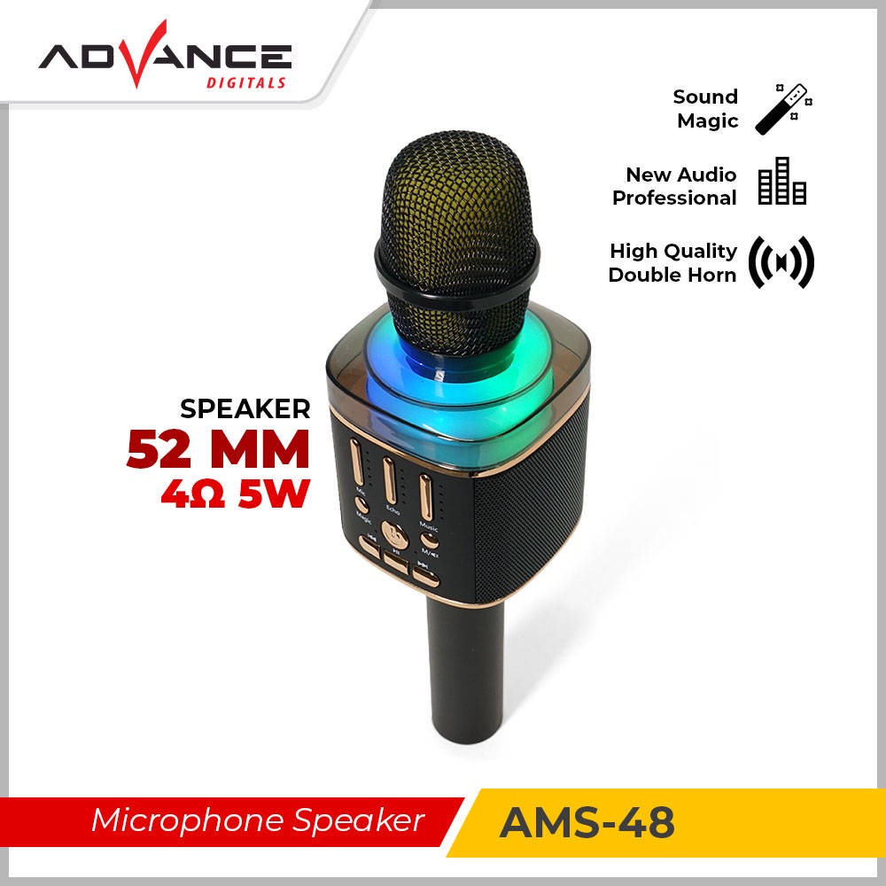 【READY STOCK】 Advance ams 48 mic Wireless bluetooth karaoke support USB Player 1200mAh Frequency 150Hz~18kHz suitable for hobbies or tour guides