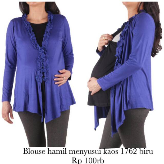 Blus hamil menyusui kaos 1762 biru