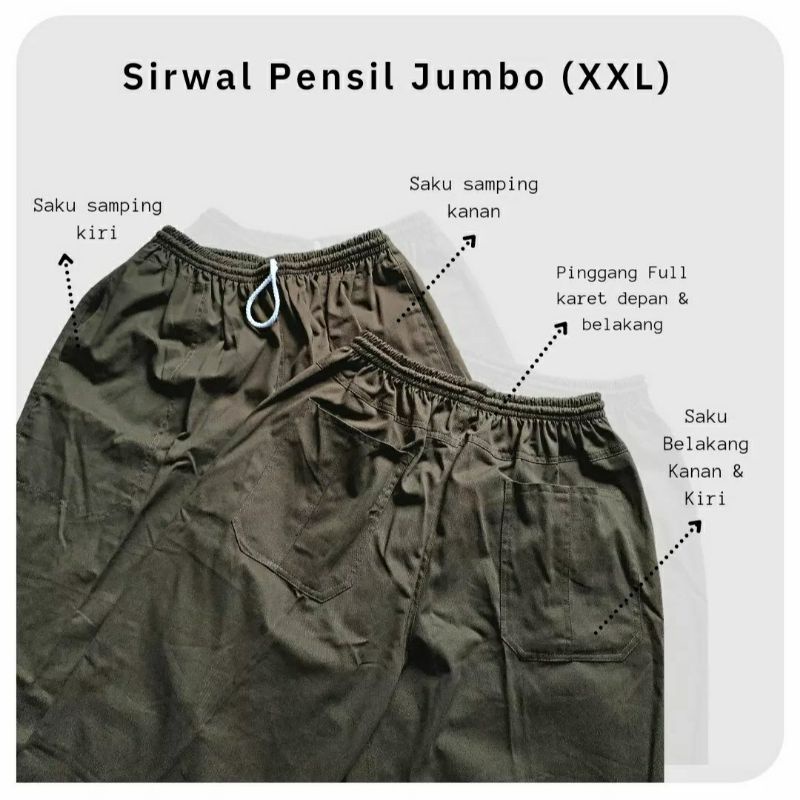 Sirwal JUMBO fit to XXL | Celana Cingkrang size Jumbo XXL celana panjang pria bigsize