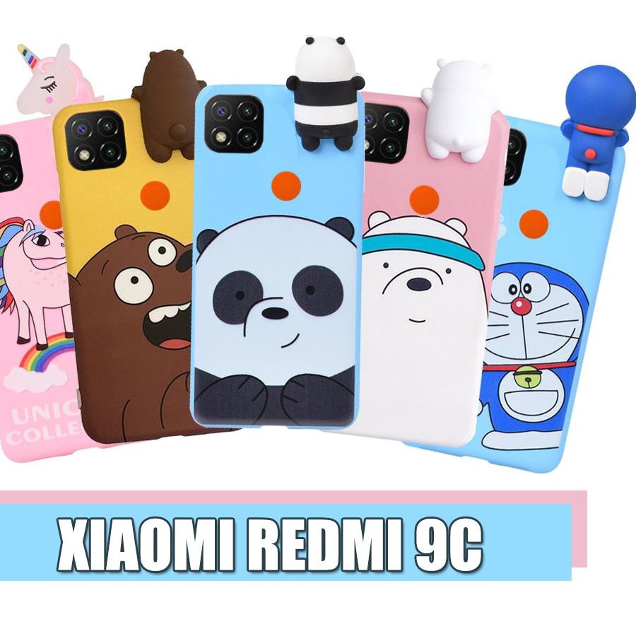 ➥ Casing Intip REDMI 9C 9A 9 Soft Case Karakter Doraemon Panda Pony Grizzly Ice Bear ➼