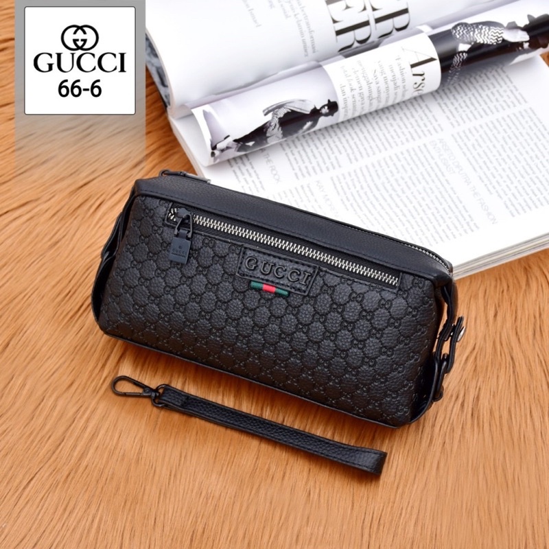 Pouch GUCCI Tas Model Tabung Clutch Pria/Wanita Kulit