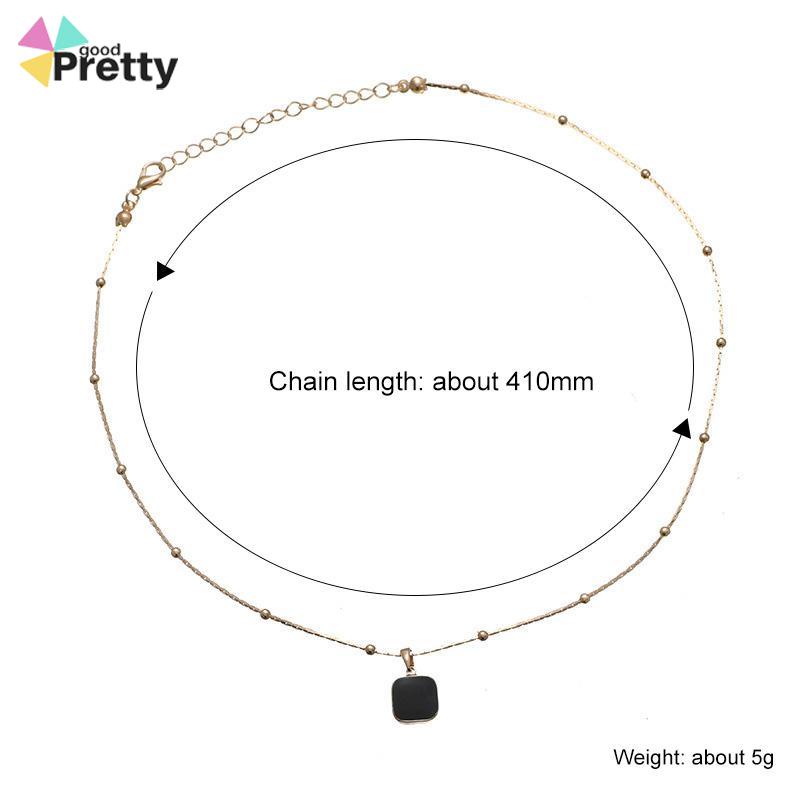 High-end Geometris Persegi Liontin Drop Minyak Kalung Wanita Fashion Kepribadian Desain Niche - PD