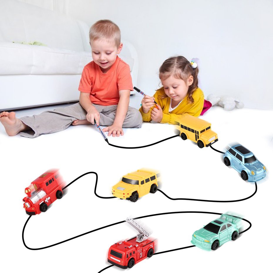 toy car that follows a drawn line