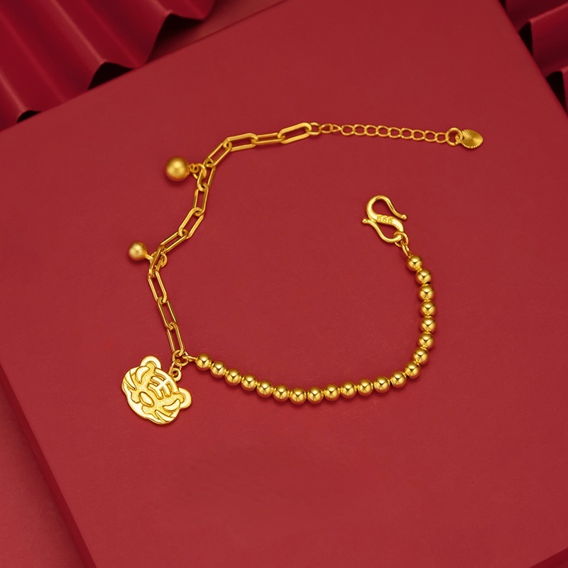 Gelang Manik-Manik Emas Asli Kadar 375Desain Harimau Gaya Korea