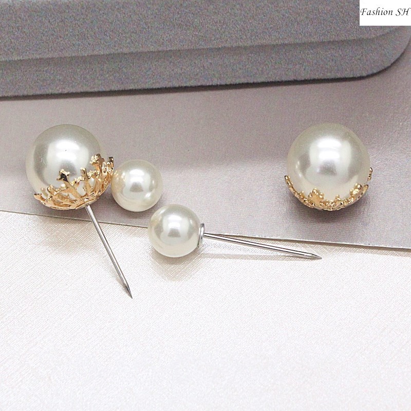 Pin Bros Mutiara Panjang Kepala Ganda Warna solid Untuk Syal M30048-C1