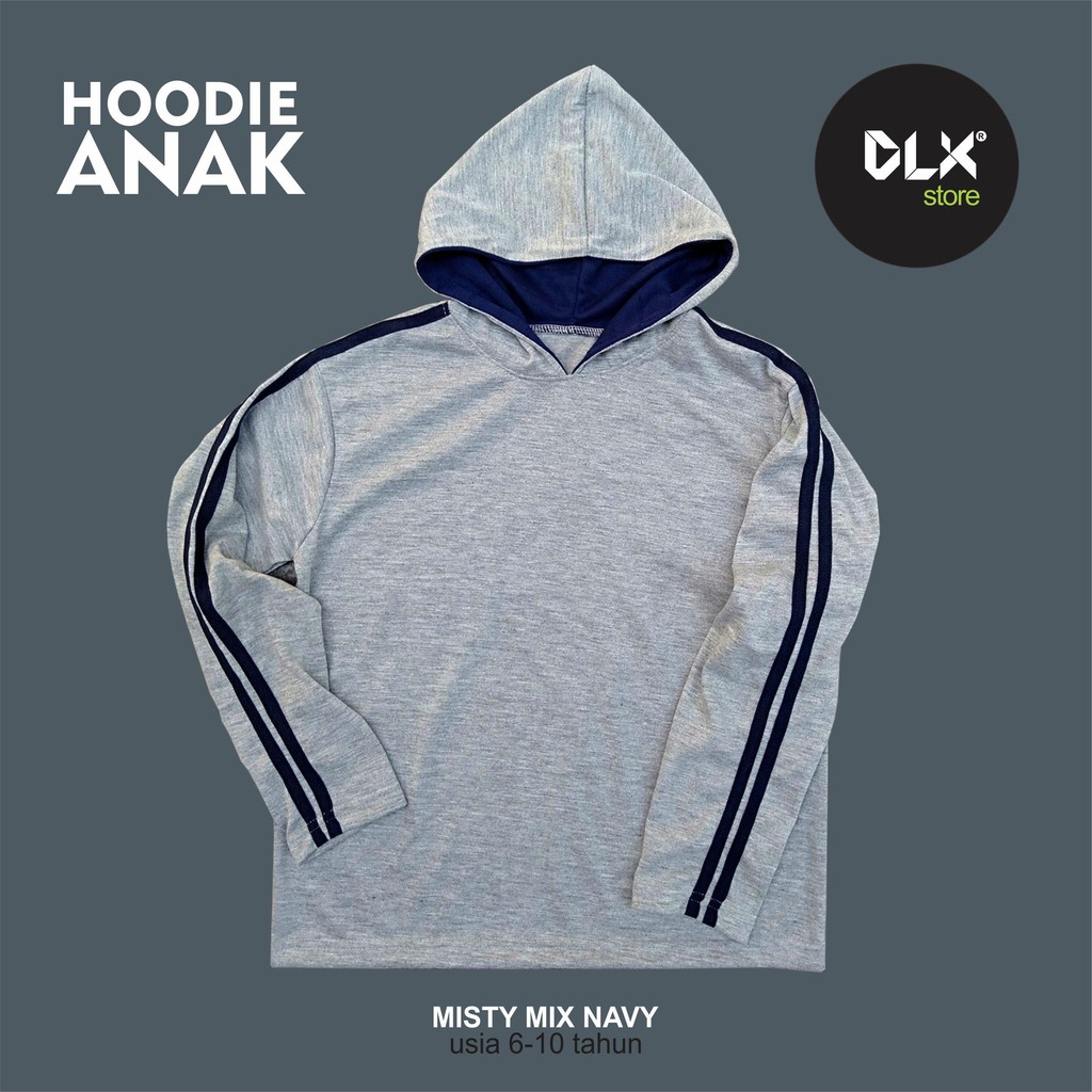 DLX Jaket Hoodie Anak Cewe & Cowo Umur 6-10 Tahun Kualitas Premium Motif Stripe - Murah