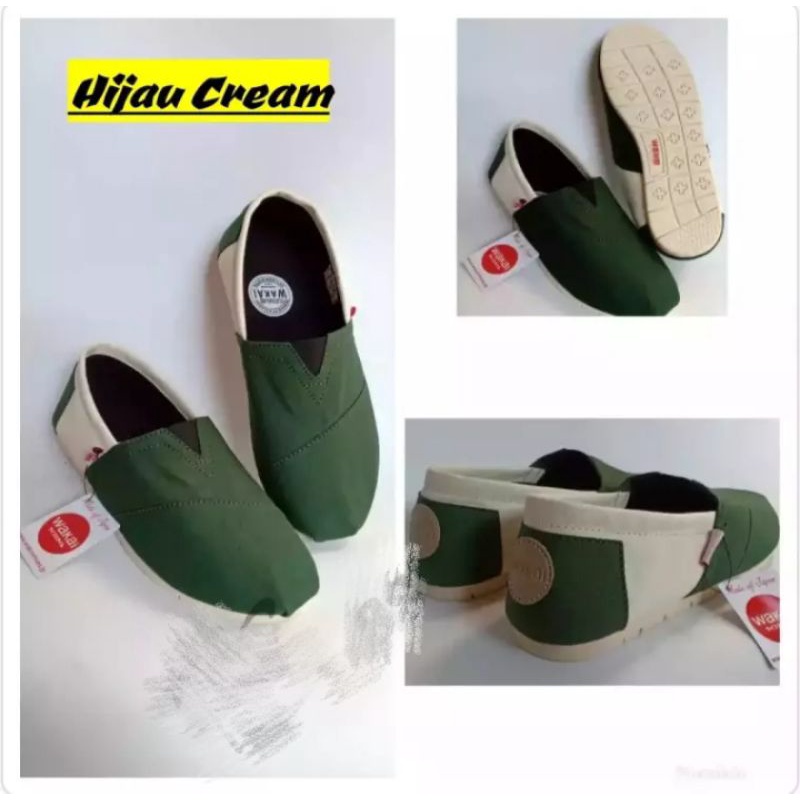 Sepatu pria wanita hijau cream