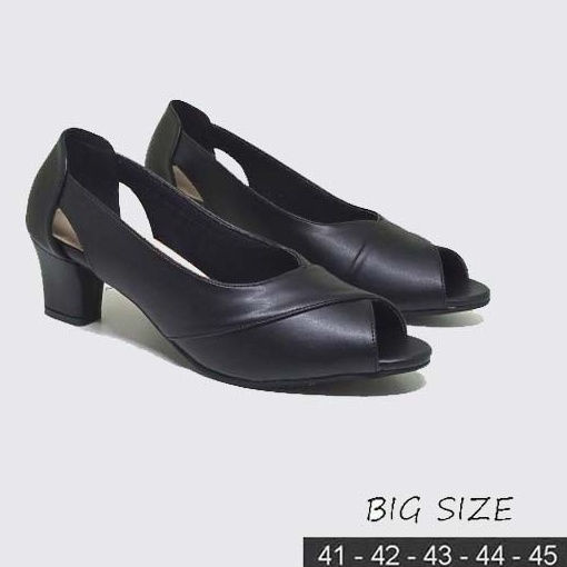 BIG SIZE 41-45 Mules Shoes Wanita Sepatu Formal Kerja Pantofel heels Depan Terbuka Sepatu Kulit Ukur