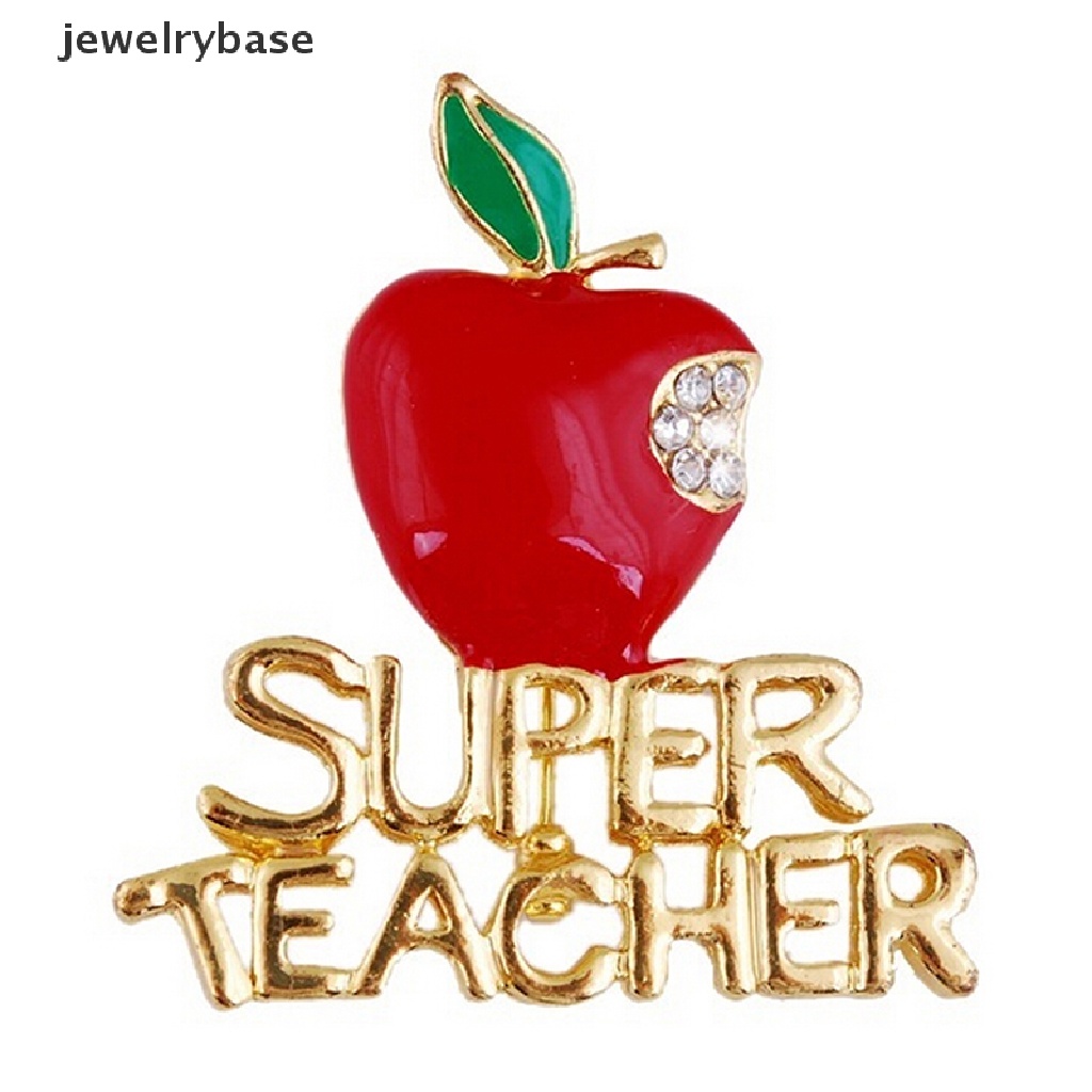 Bros Pin Desain Super Teacher Aksen Kristal Warna Merah Untuk Unisex