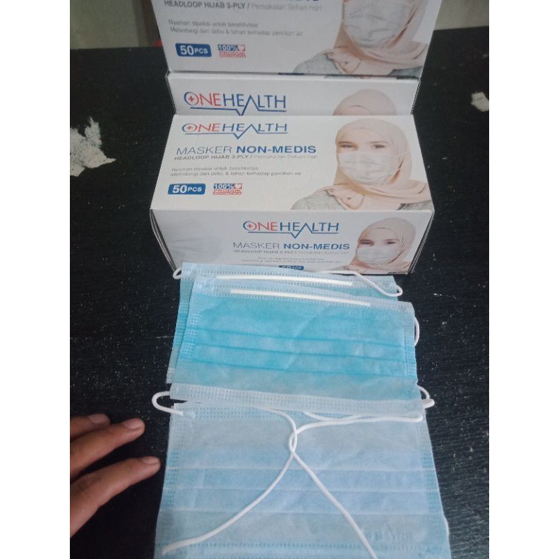 Masker OneHealth Hijab 3 Ply isi 50 Pcs / Masker Non Medis Jilbab