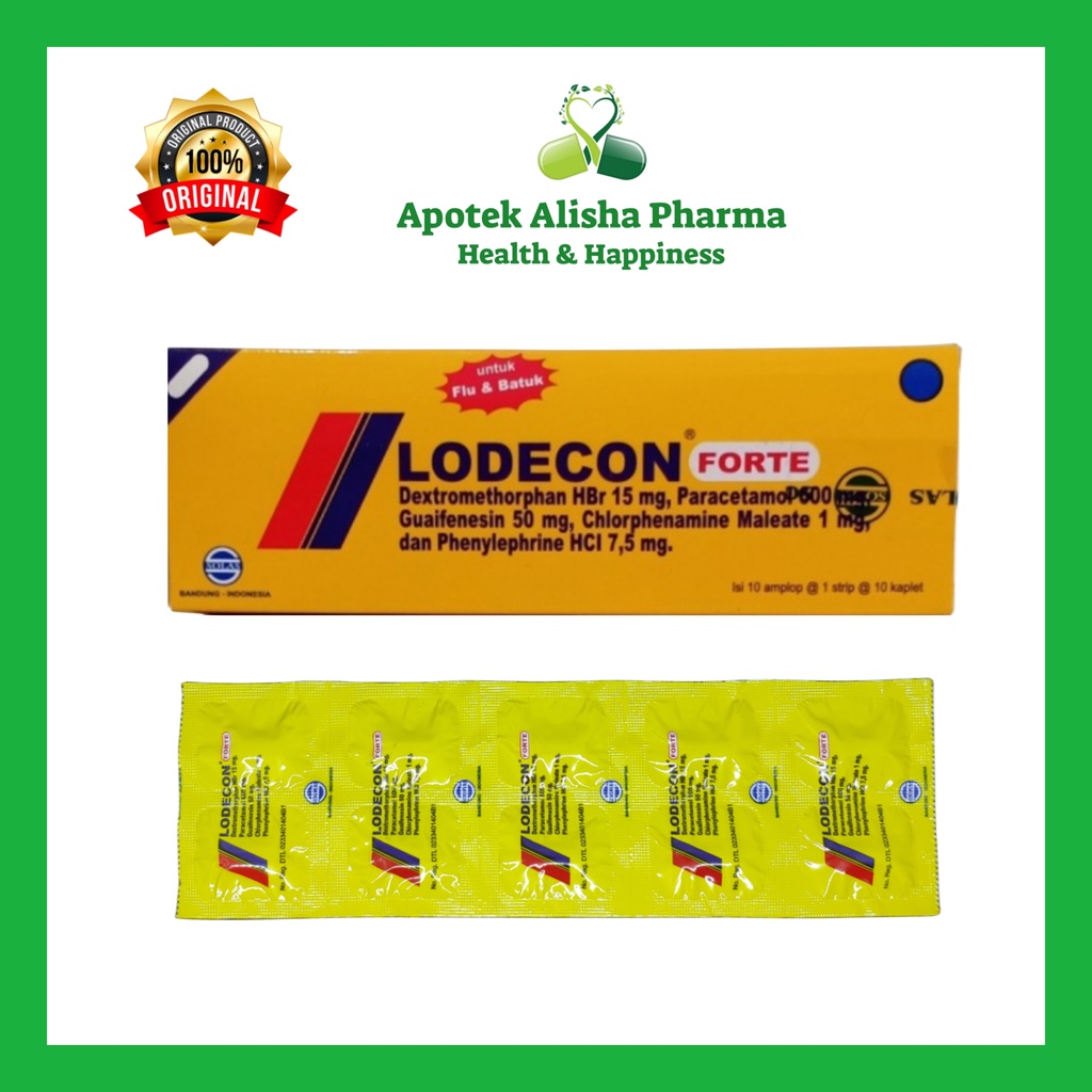 LODECON FORTE Strip isi 10 Tablet - Paracetamol Obat Penurun Panas / Demam Flu Pilek dan Batuk Lodekon