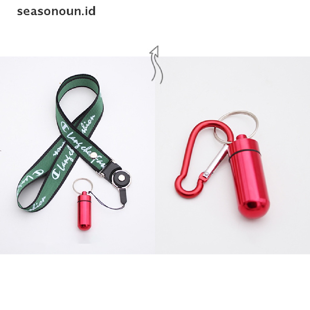 1pc Gantungan Kunci Botol Mini Portable Bahan Aluminum Tahan Air Untuk Pil