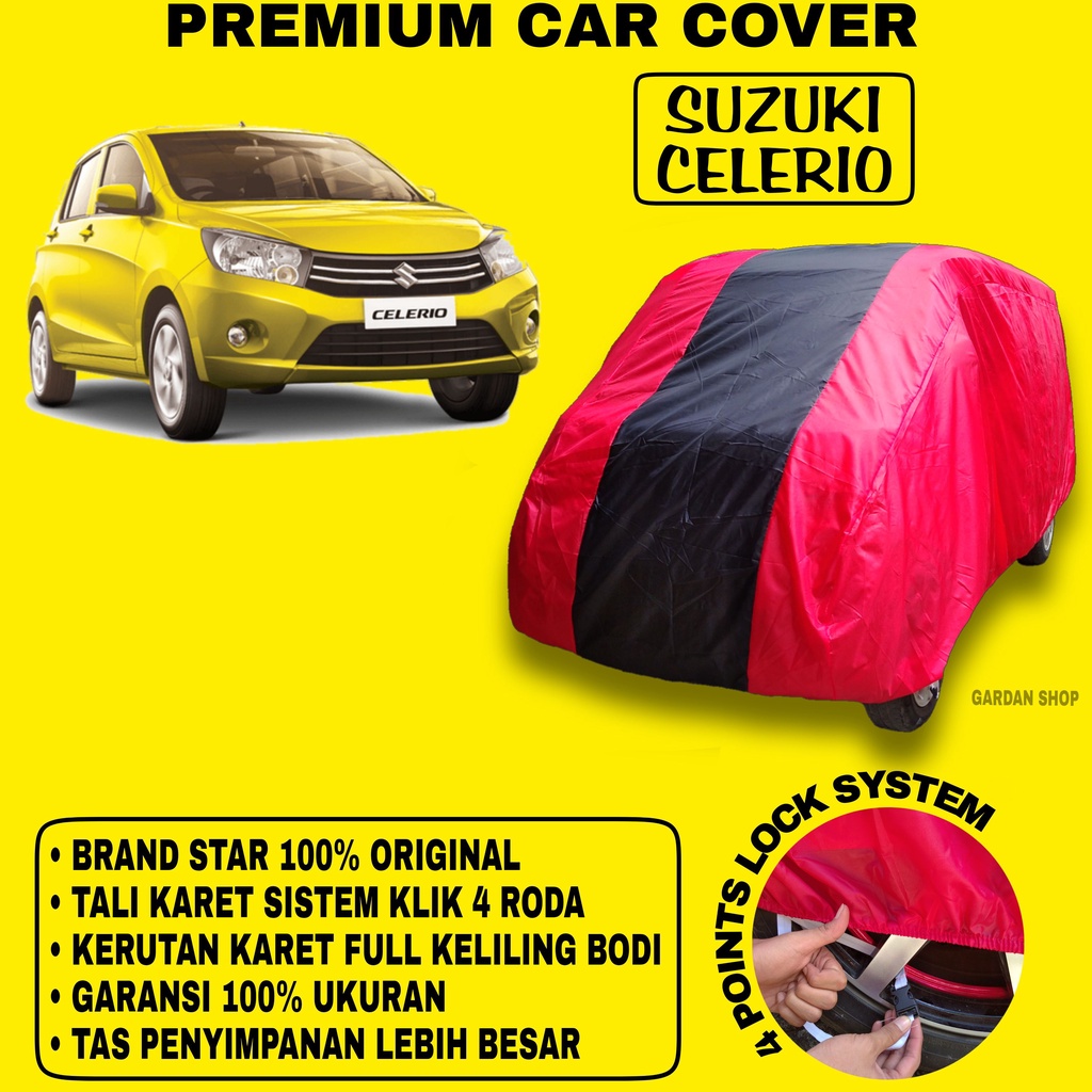 Body Cover SUZUKI CELERIO MERAH HITAM Penutup Bodi Mobil Suzuki Celerio Waterproof PREMIUM