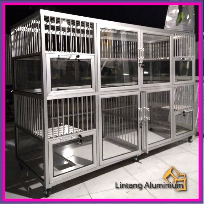 Kandang Kucing, hewan, Aluminium 4pintu