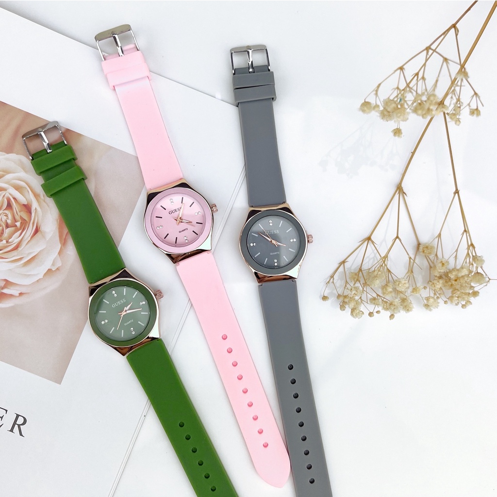 COD Jam Tangan Gadis Berlian Fashion Band Silikon Murah W197