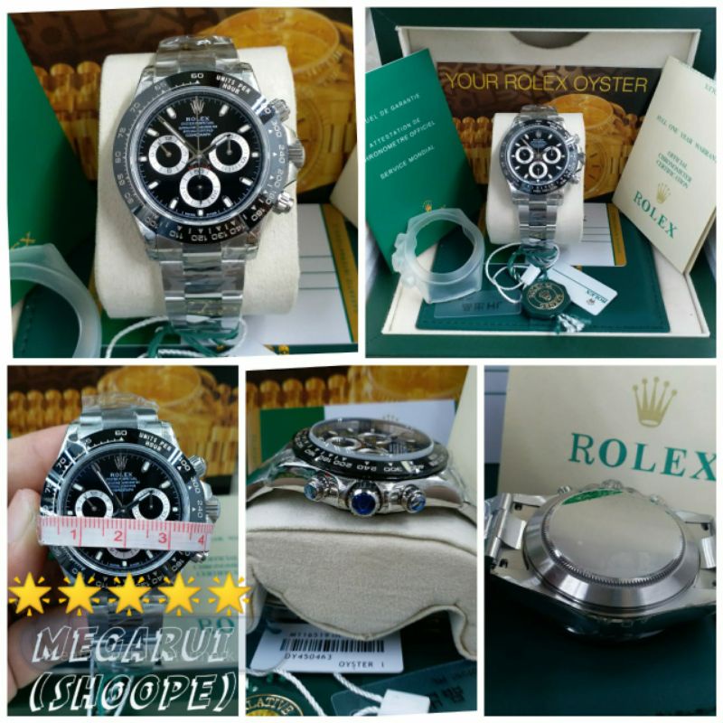 JAM TANGAN COWOK ROLEX OYSTER PERPETUAL COSMOGRAPH DAYTONA BLACK 40MM SWISS ETA 1:1