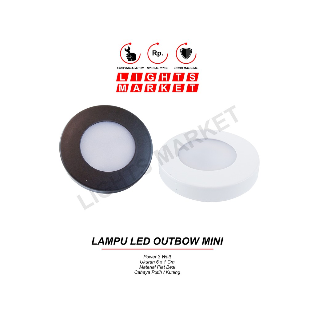 Downlight Outbow LED Mini 3W - Lampu Tempel Plafon Warna Warm White, Putih