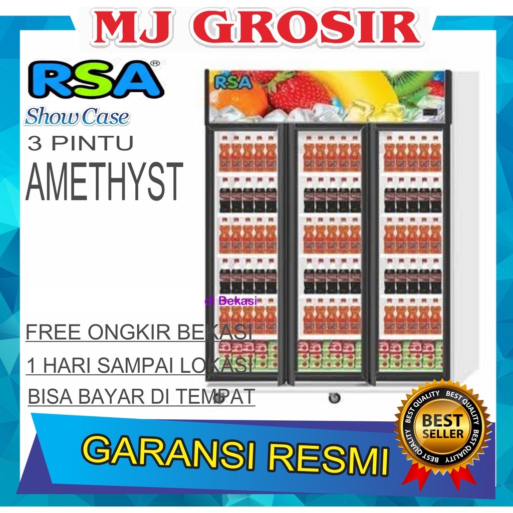 SHOWCASE RSA AMETHYST DISPLAY COOLER KULKAS MINUMAN TIGA PINTU