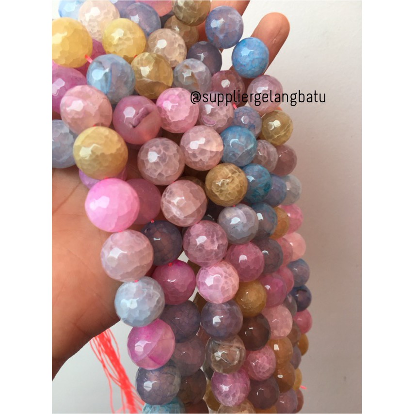 Natural Morgan FACETED beads 16mm CUTTING batu manik candy craft impor aksesoris fashion warna warni