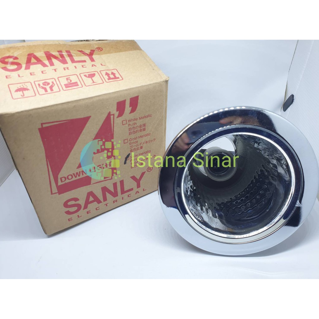 Downlight /Rumah Lampu 4 inci silver Sanly