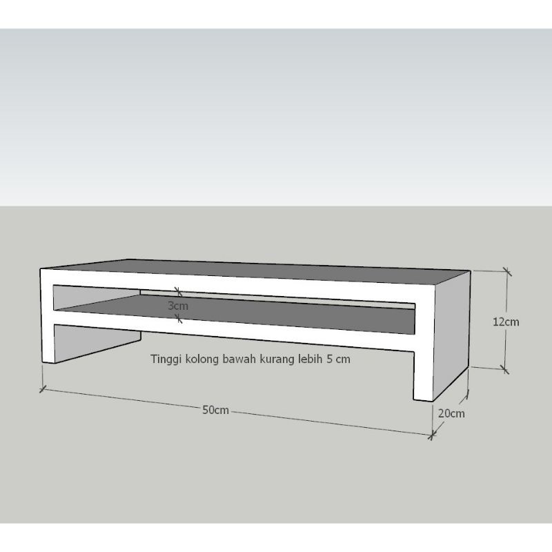 Meja Stand dudukan monitor panjang 50 cm Lebar 20 cm