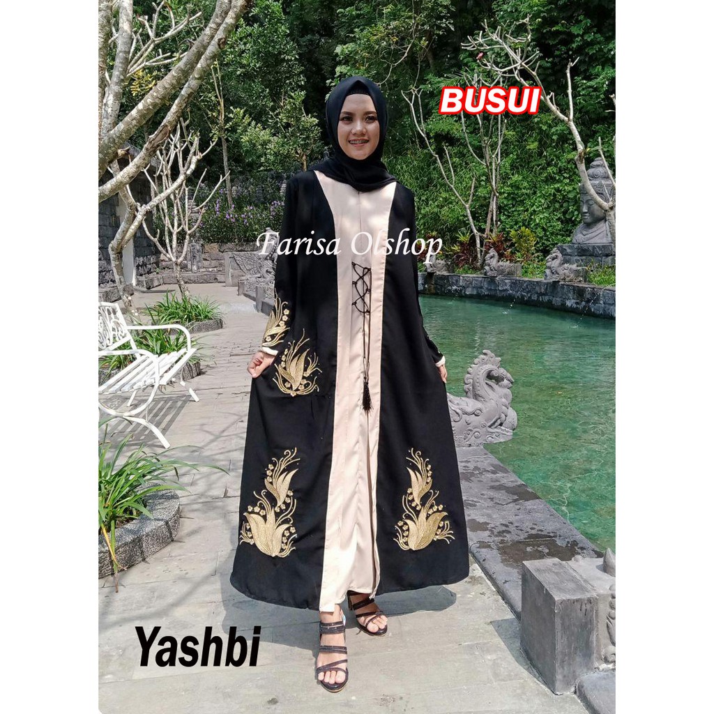 Gamis Abaya Syari Terbaru Abaya Arab Hitam Bordir Mewah Dubai