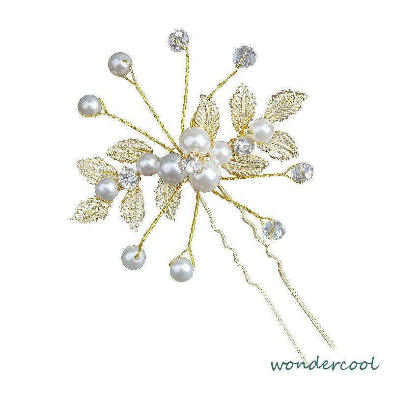 Wedding Bridal Vintage Pearl Flower Crystal Hair Pin Bridesmaid Clips Side Comb -Won
