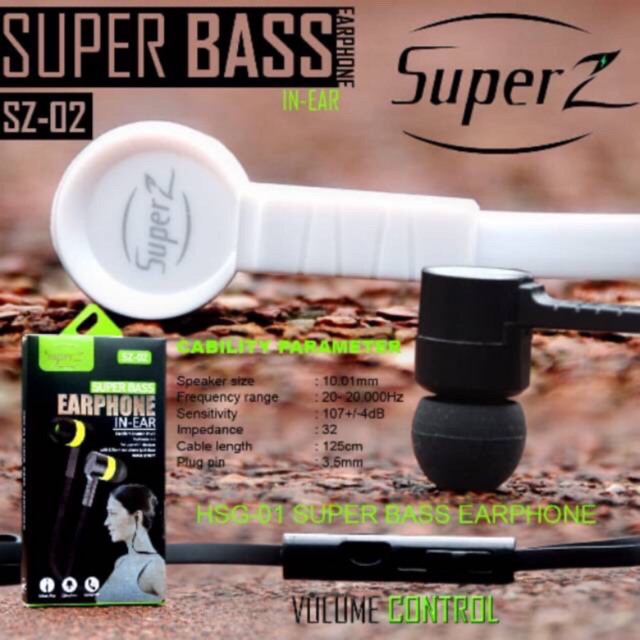 Hf Earphone Headset Super Z SZ-02 Megabass