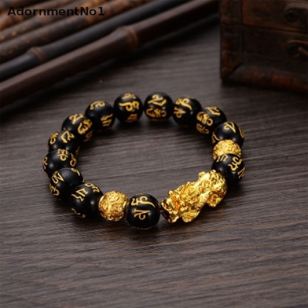 (AdornmentNo1) Gelang Tangan Batu Obsidian Feng Shui Untuk Pria / Wanita