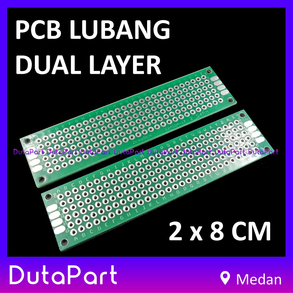 2x8 cm PCB Lubang Dua Sisi Dual Double Layer Side 2*8 Prototype Board