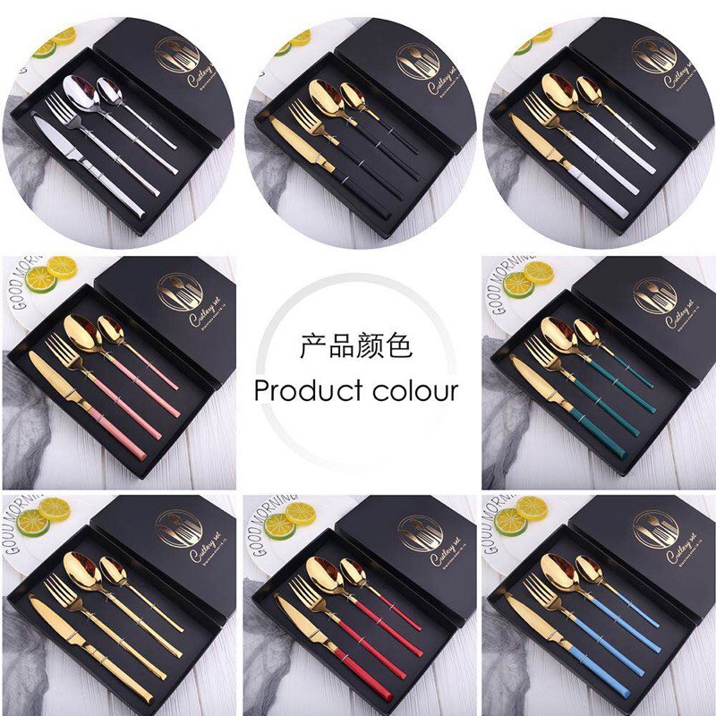 1 Set Alat Makan Sendok Garpu Stainless Cutlery Set | Shopee Indonesia