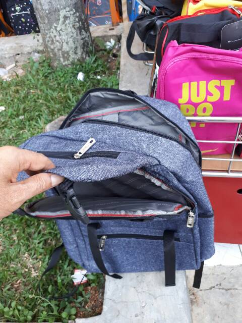 Tas Ransel Hitam Kanvas Pria Wanita Tas Punggung Sekolah Pelajar Perguruan Tinggi untuk Remaja Ransel Kasual Mochila Ransel Harian Travel