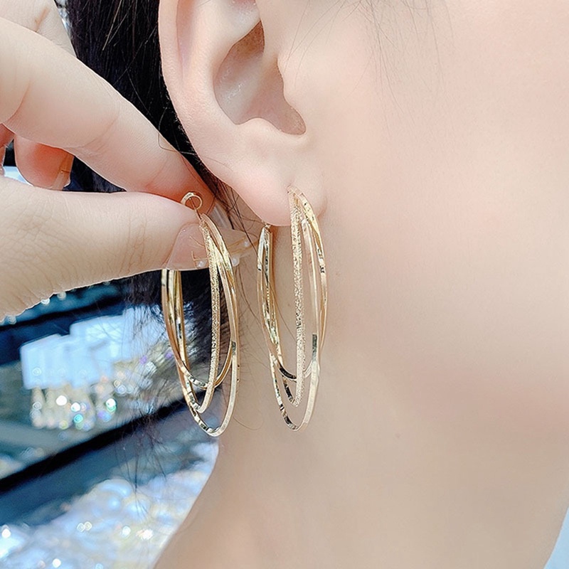 Anting Tusuk Sterling Silver 925 Desain Lingkaran Besar Hias Zircon Untuk Wanita