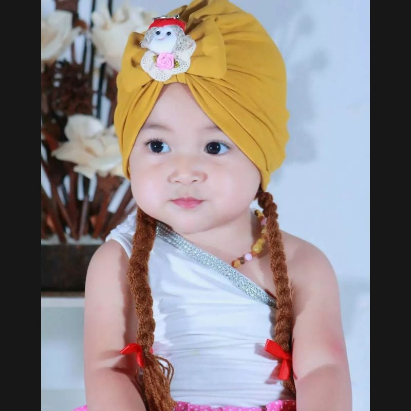 Turban Boneka Kepang Anak Bayi Usia 0-3 Tahun | Ciput Perempuan Baby New Born | Bandana Baby Girl Newborn Import Premium Lucu