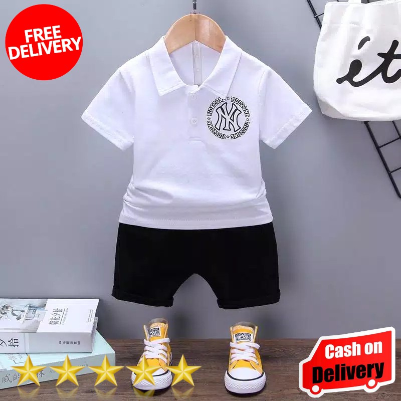 VISION ONLINE-NY POLO SET/SETELAN BAJU BAYI ANAK LAKI LAKI MURAH IMPORT/ KEMEJA/CELANA PENDEK KATUN