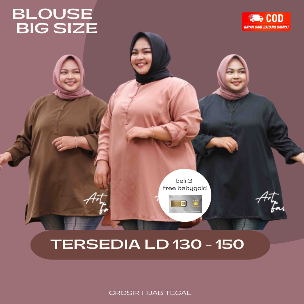 Blus Wanita Lengan 3/4 Kancing Ukuran Jumbo Big size Premium LD 130 140 150 [GHT]