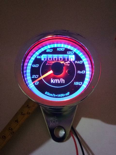 SPEEDOMETER KILOMETER LED BULAT CHROME MOTOR UNIVERSAL