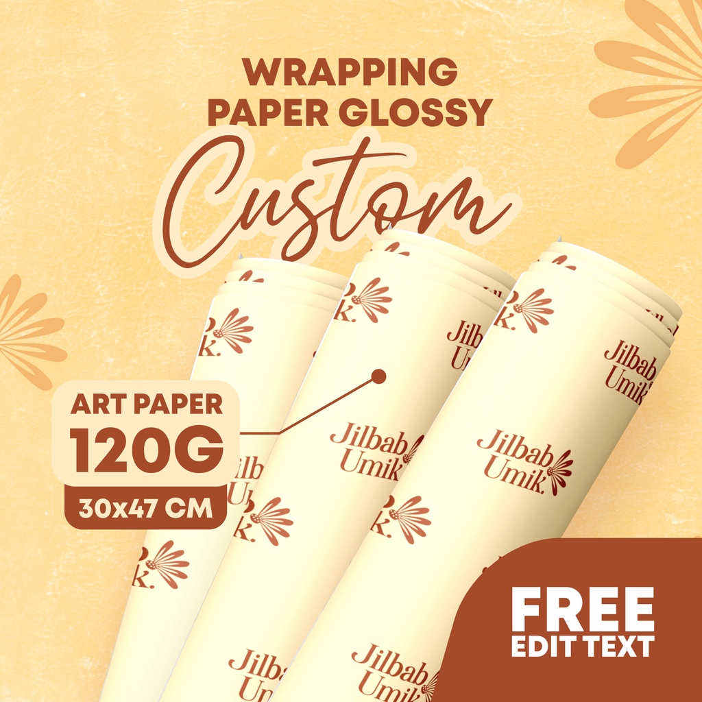 

Wrapping Paper Kertas Bungkus kado Glossy Kaos hijab Custom Gratis Ganti Text
