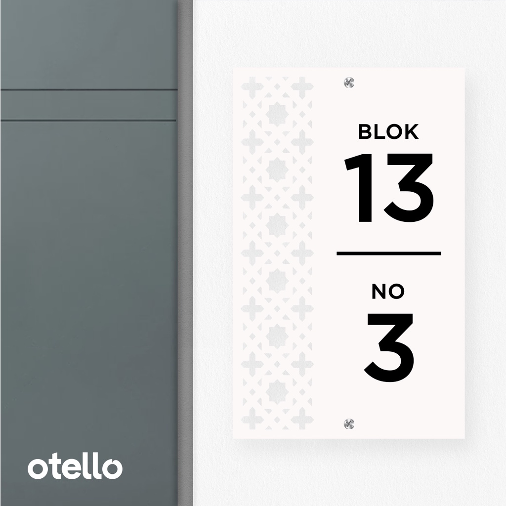 Otello Nomor Rumah Acrylic Custom Plat Modern Papan Alamat Minimalist Akrilik Portrait House Number Label Estetik Mewah