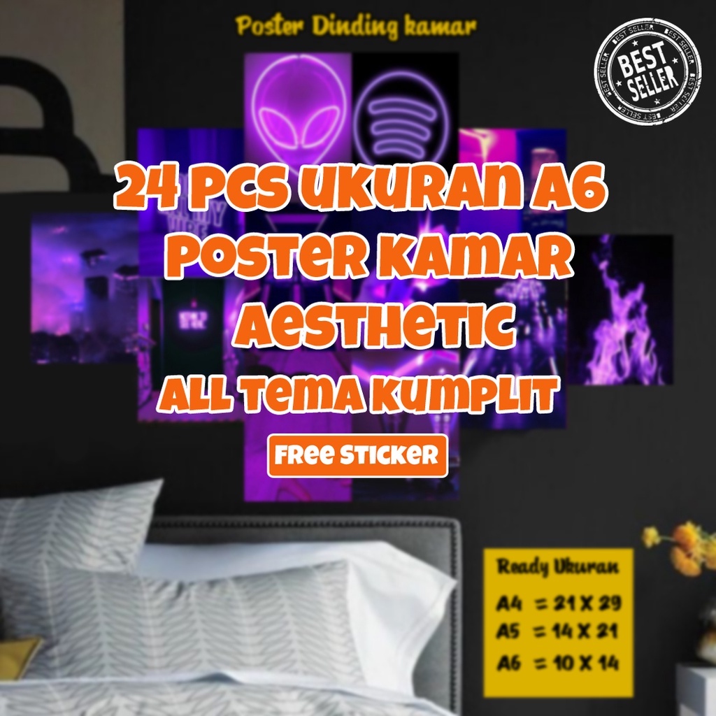 Poster Dinding Kamar Tema Aesthetic - Poster Kamar Quetos - Poster Dinding Neon - Foto Anime - Poste