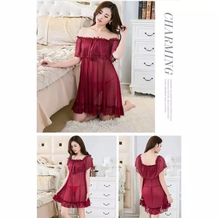 Lingerie Babydoll Sabrina 21830 Jumbo Big Size Gaun Tidur Seserahan - Nude