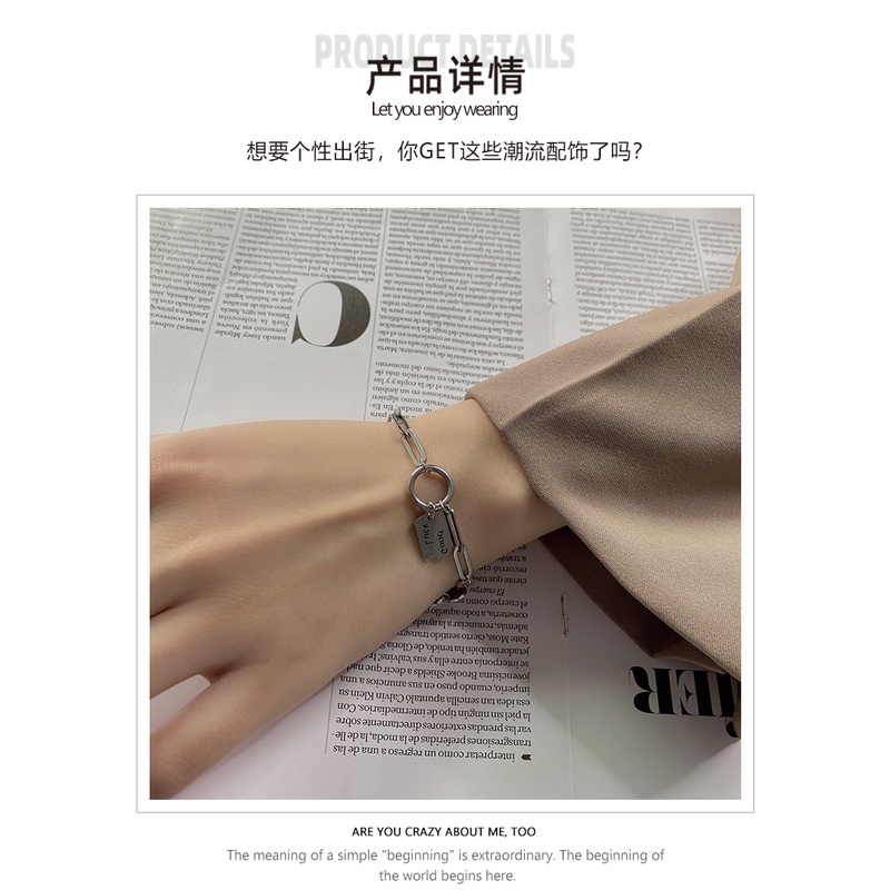 Gaya Korea ins titanium steel gelang sederhana kepribadian huruf tidak teratur fashion stainless ste