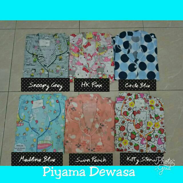 Piyama dewasa katun eropa/ baju tidur celana panjang
