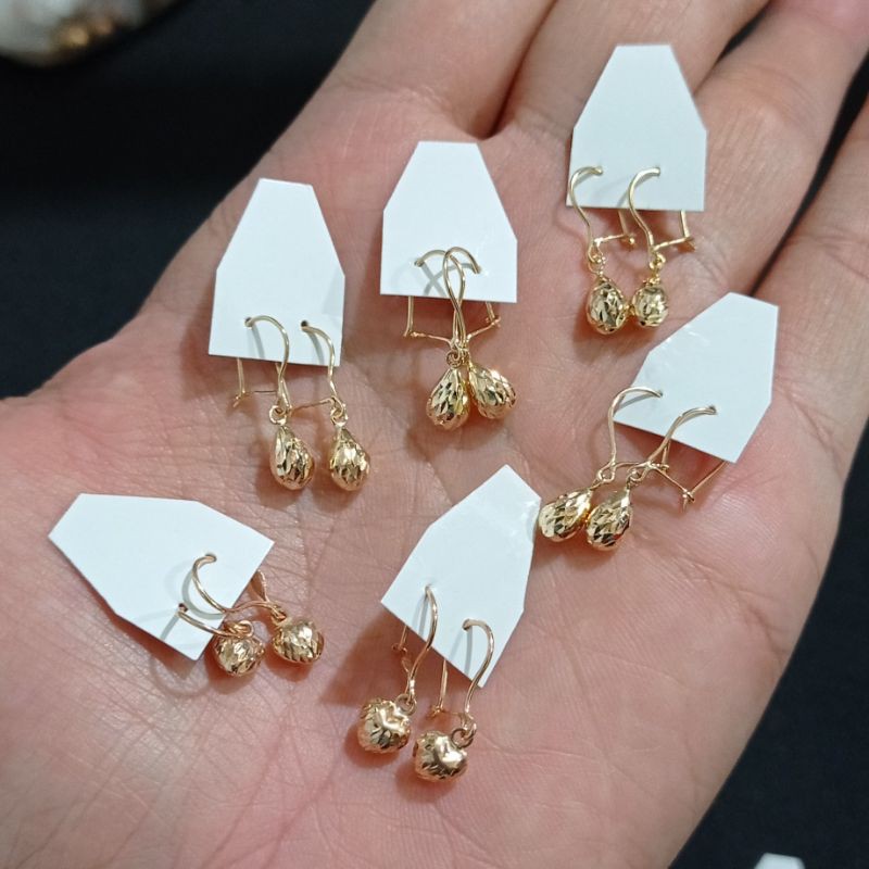 Anting Dewasa Labu Kacang Tetes Air Emas Asli berat 0,5gram Emas Muda Kadar 300