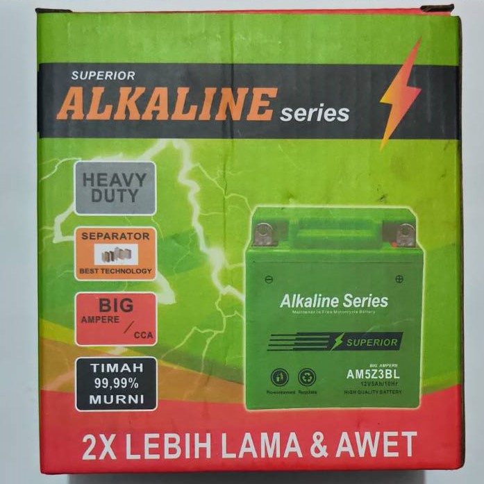Aki Kering Alkaline AM5Z3BL SUPRA/GRAND/SHOGUN/FIZR + FREE KANEBO